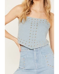 Understated Leather Women's Bluegrass Rhinestone Denim Crop Top