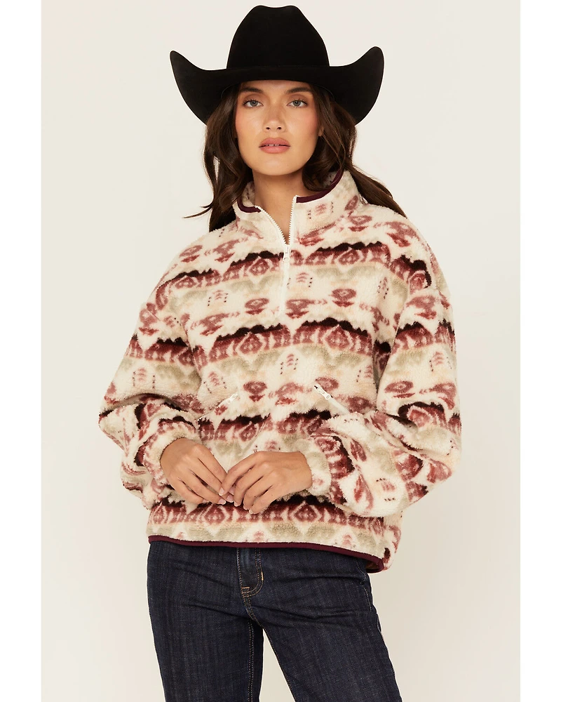 Rock & Roll Denim Women's Southwestern Print Sherpa Pullover