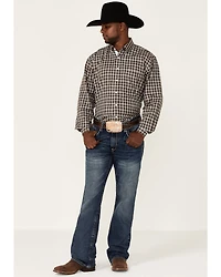 Resistol Men's Quincy Small Plaid Long Sleeve Button Down Western Shirt
