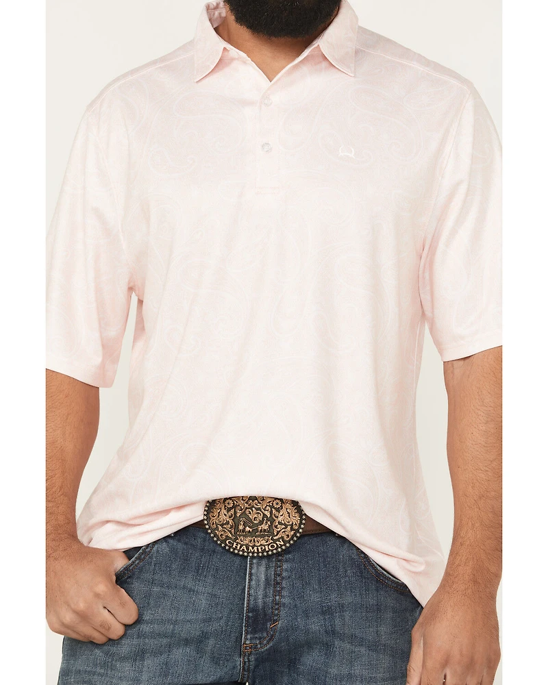 Cinch Men's Paisley Print Short Sleeve Button-Down Polo
