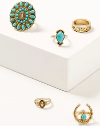 Shyanne Women's Summer Solstice Squash Blossom Ring Set - 5 Piece
