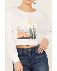 White Crow Women's Desert Cactus Scene Long Sleeve Graphic Tee