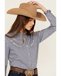 Panhandle Women's Geo Print Long Sleeve Snap Stretch Western Shirt