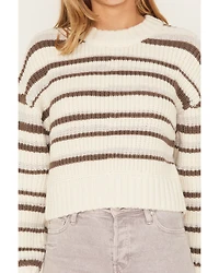 Cleo + Wolf Women's Abstract Stripe Cropped Knit Sweater