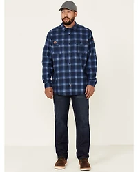 Hawx Men's FR Plaid Print Long Sleeve Button-Down Work Shirt