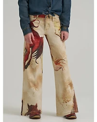 Wrangler X Lainey Wilson Girls' Horse Print Wide Leg Stretch Denim Jeans