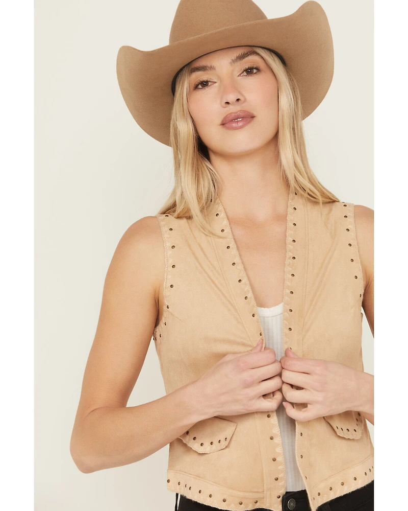 Shyanne Women's Faux Suede Whipstitch Fringe Vest