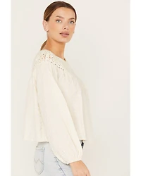 Cleo + Wolf Women's Crochet Long Sleeve Blouse
