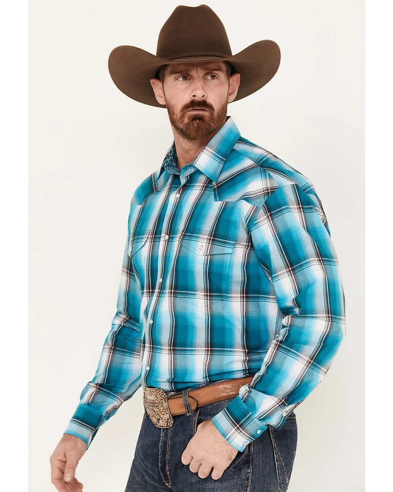 Roper Men's Amarillo Plaid Print Long Sleeve Western Pearl Snap Shirt
