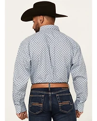 George Strait by Wrangler Men's Geo Print Long Sleeve Button-Down Stretch Western Shirt