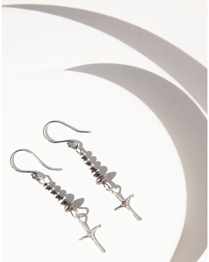 Paige Wallace Women's Tiny Cross Navajo Pearl Earrings