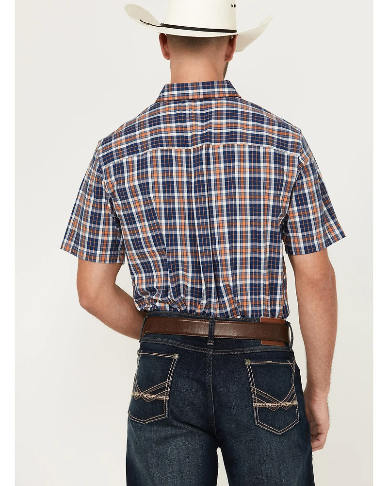 Cody James Men's Tequila Sunrise Plaid Print Short Sleeve Button-Down Stretch Western Shirt