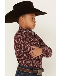 Cody James Boys' Paisley Print Long Sleeve Snap Western Shirt