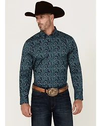Cody James Men's Lasso Paisley Print Long Sleeve Button-Down Stretch Western Shirt - Big