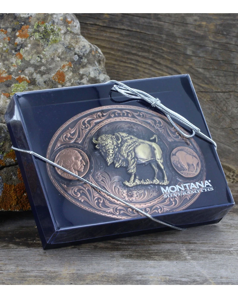 Montana Silversmiths Men's Copper Buffalo Indian Head Nickel Belt Buckle