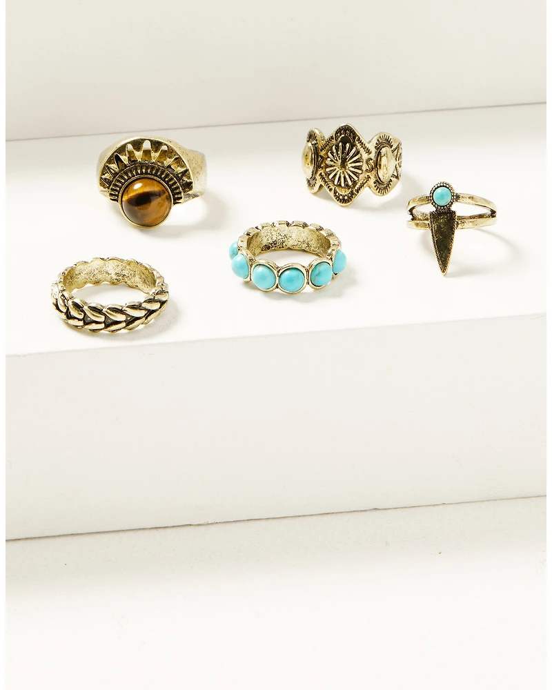 Shyanne Women's Desert Boheme Ring Set - 5 Pieces