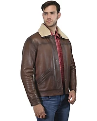 Wrangler Men's Vintage Sherpa Lined Leather Jacket