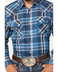 Ely Walker Men's Plaid Print Long Sleeve Snap Western Shirt