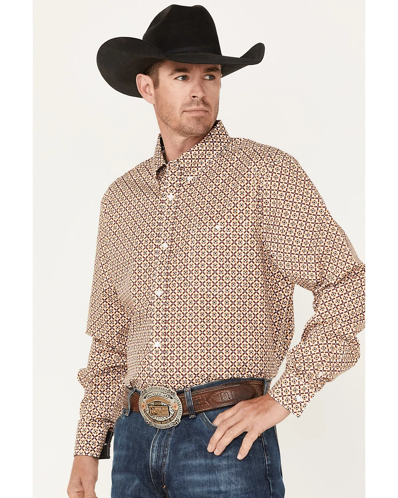 RANK 45® Men's Stirrup Geo Print Long Sleeve Western Button-Down Shirt
