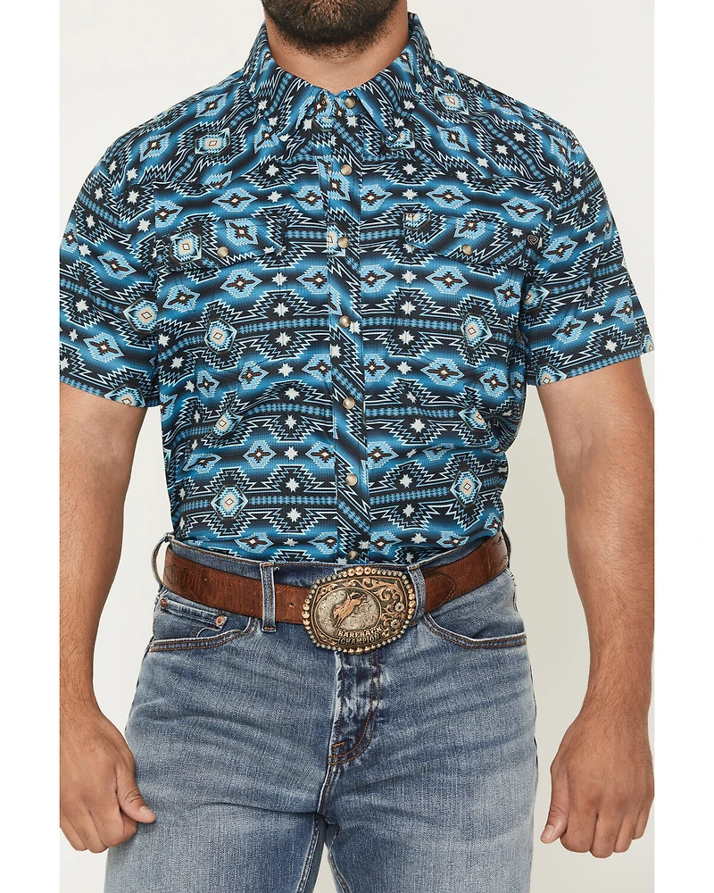 Rock & Roll Denim Men's TEK Southwestern Print Short Sleeve Snap Western Shirt