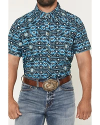 Rock & Roll Denim Men's TEK Southwestern Print Short Sleeve Snap Western Shirt