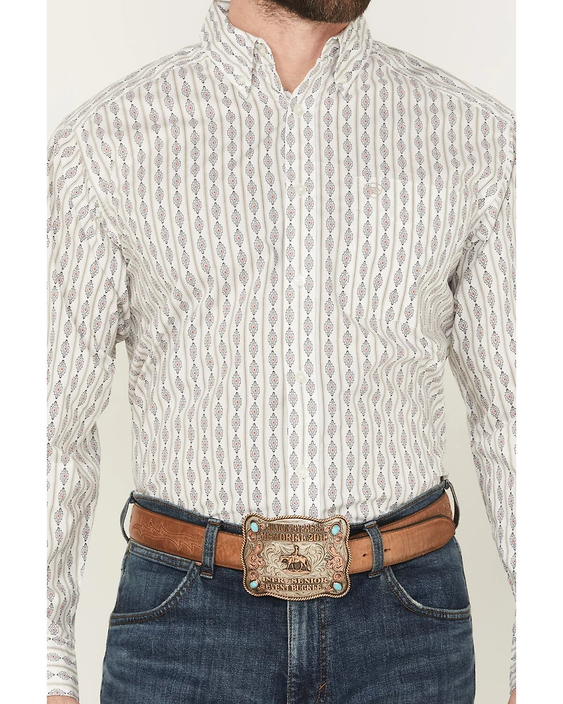 Ariat Men's William Geo Striped Print Long Sleeve Button-Down Western Shirt