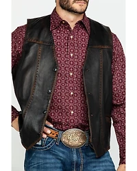 Scully Leatherwear Men's Leather Buck Stitch Vest