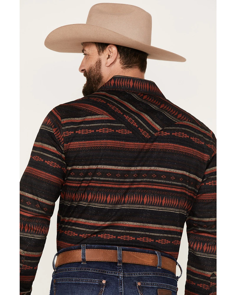 Rock & Roll Denim Men's Southwestern Stripe Stretch Long Sleeve Snap Shirt