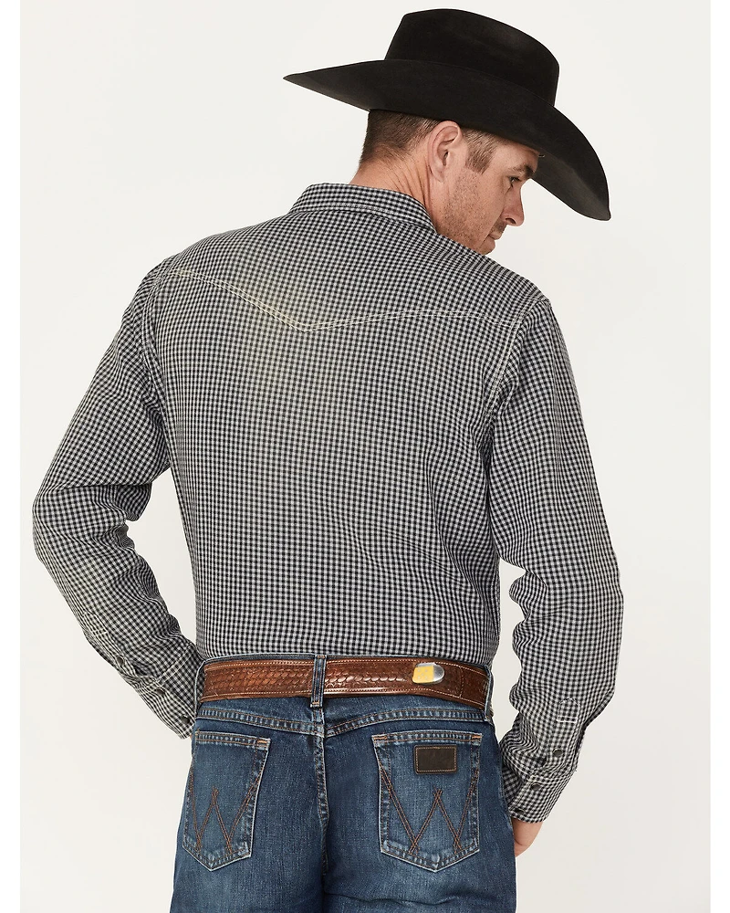 Blue Ranchwear Men's Gingham Print Pearl Snap Western Shirt