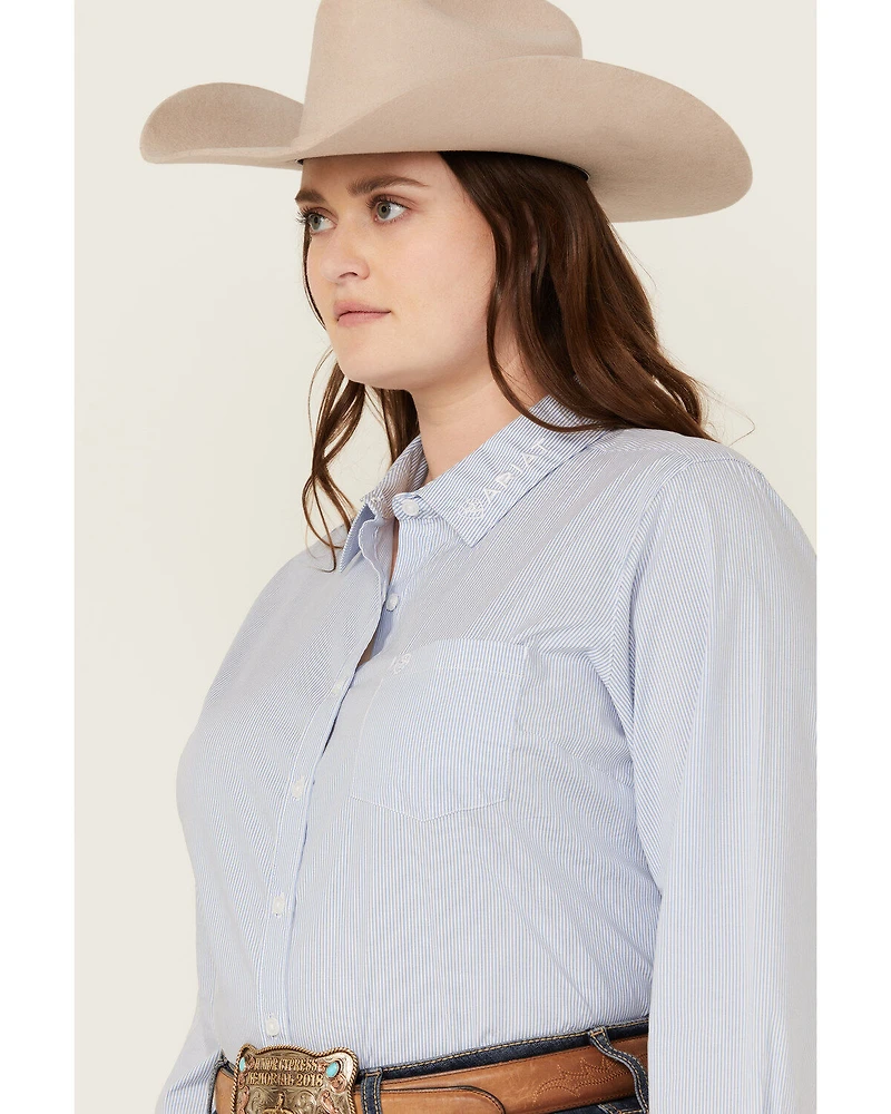 Ariat Women's Striped Team Kirby Long Sleeve Button-Down Stretch Western Shirt - Plus