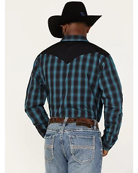Moonshine Spirit Men's Bandit Small Plaid Print Pearl Snap Western Shirt