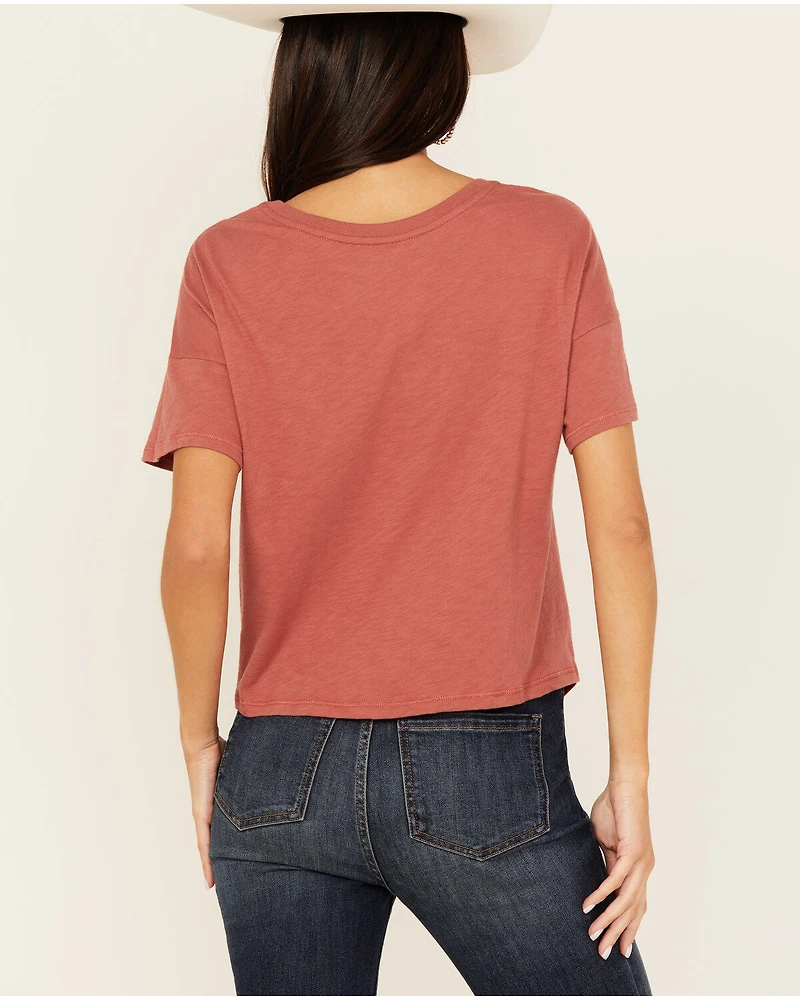 Shyanne Women's Western Spirit Tie Front Short Sleeve Graphic Tee