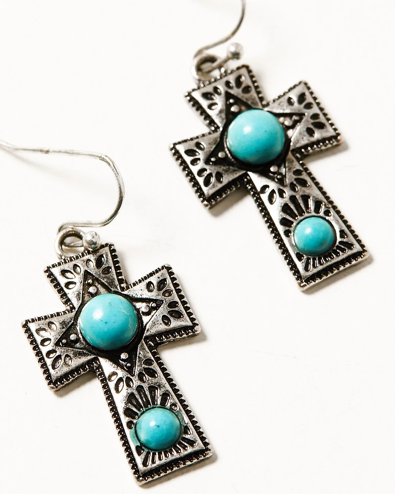Shyanne Women's Desert Wanderer Turquoise Cross 6-Piece Earrings Set