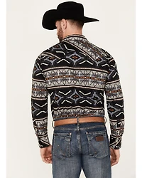 Rock & Roll Denim Men's Southwestern Print Stretch Long Sleeve Snap Western Shirt
