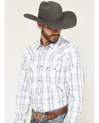 Moonshine Spirit Men's All Day Long Dobby Plaid Print Sleeve Snap Western Shirt