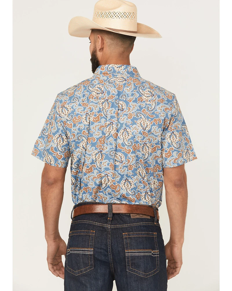 Cody James Men's Boise Paisley Print Short Sleeve Button-Down Stretch Western Shirt