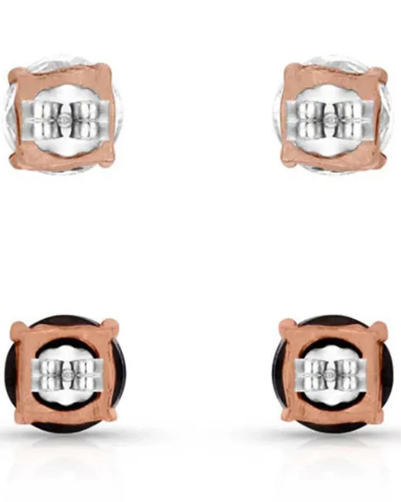 Montana Silversmiths Women's Opposites Attract Double Crystal Post Earring Set - 2 Piece