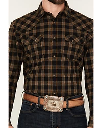 Blue Ranchwear Men's Cedar Plaid Print Long Sleeve Snap Western Shirt