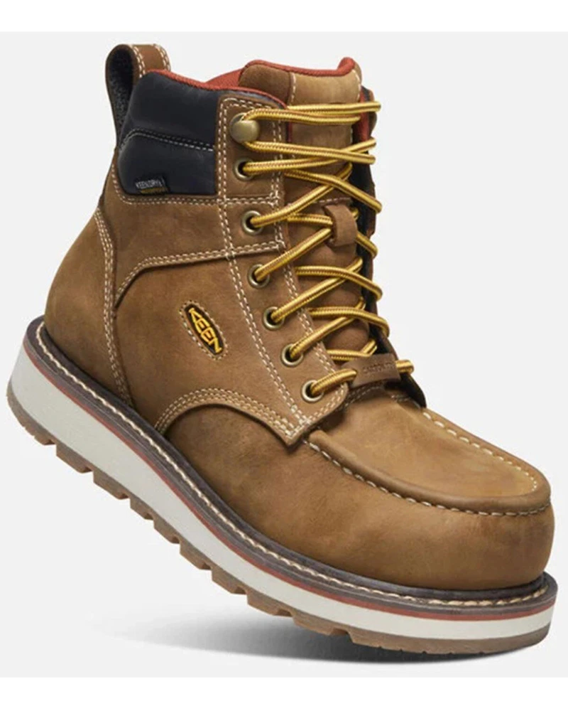 Keen Women's Cincinnati 6" Lace-Up Waterproof Wedge Work Boots - Carbon Fiber Toe