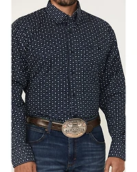 George Strait by Wrangler Men's Floral Striped Print Long Sleeve Button-Down Stretch Western Shirt - Tall
