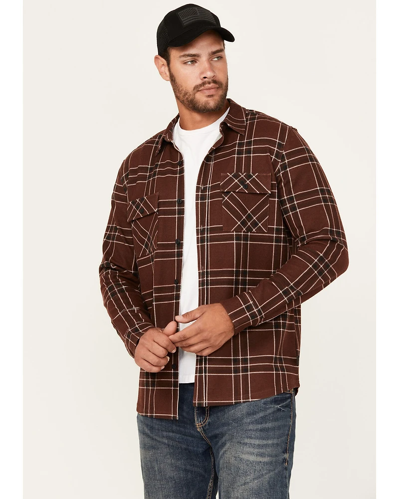 Brothers and Sons Men's Locket Plaid Print Long Sleeve Button-Down Stretch Western Shirt