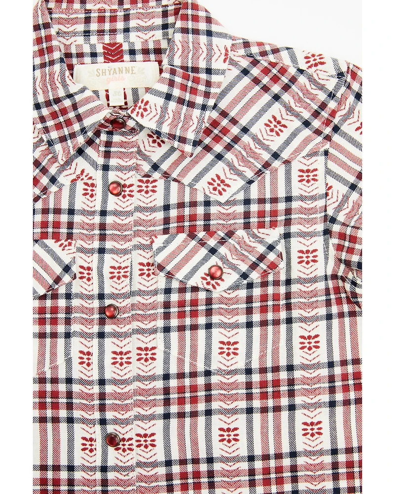 Shyanne Toddler Girls' Plaid Print Short Sleeve Pearl Snap Western Shirt