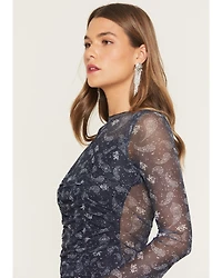 Ash & Violet Women's Paisley Print Long Sleeve Mesh Top