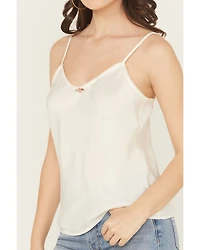 Originality Women's Solid Sleeveless Satin Cami
