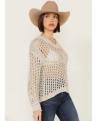 Cleo + Wolf Women's Allison Open Knit Long Sleeve Sweater