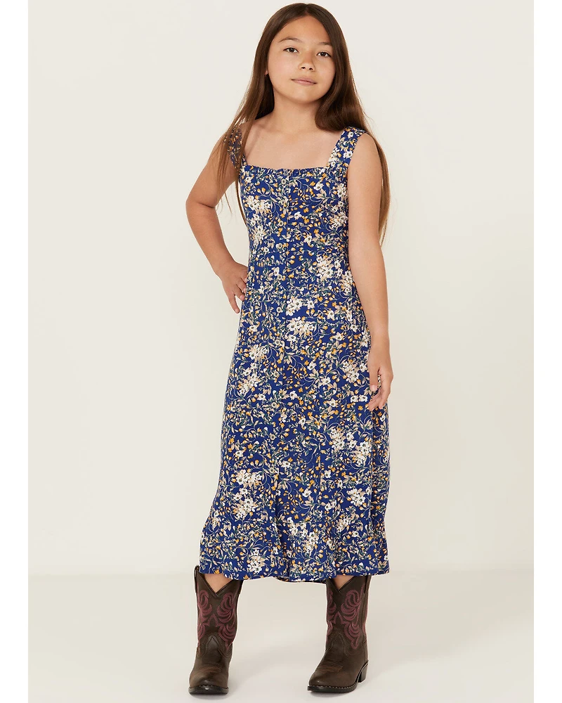 Cotton & Rye Girls' Floral Print Button-Down Maxi Dress