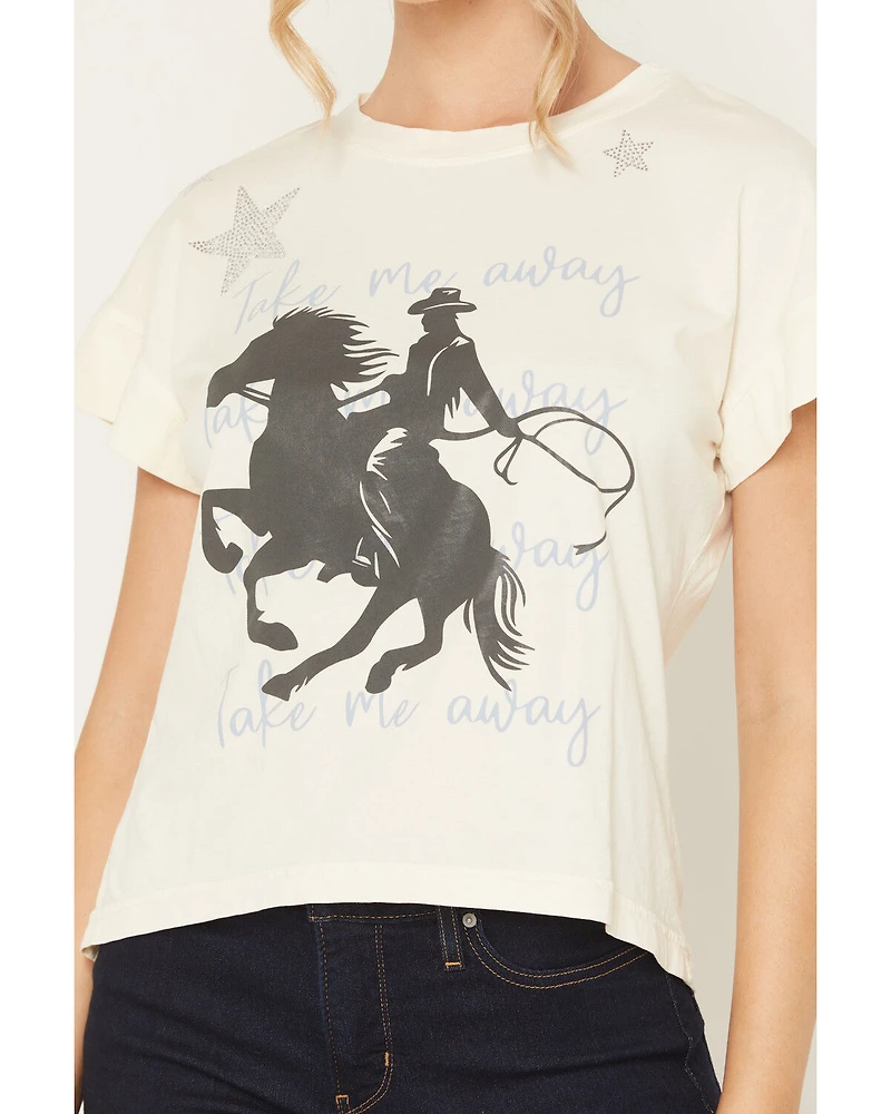 All Us Women's Cowboy Star Short Sleeve Graphic Tee