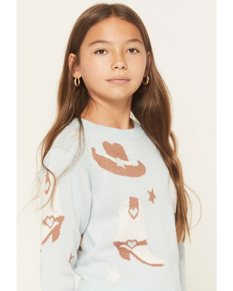 Sugar California Girl's Cowboy Boot Sweater