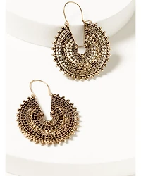 Shyanne Women's Summer Moon Antique Stamped Hoop Earrings