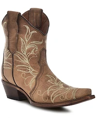 Circle G Women's Embroidered Ankle Booties - Snip Toe